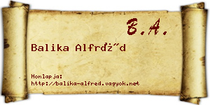 Balika Alfréd névjegykártya
